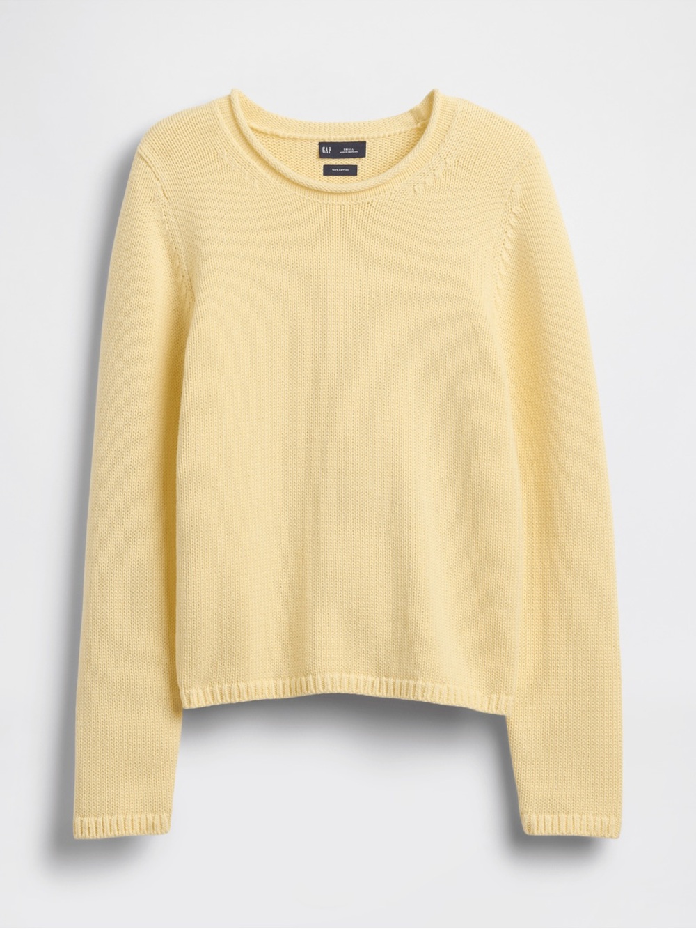 NWT GAP 100% Cotton Rollneck Butter Yellow Maize Crewneck Sweater Sz XS - Picture 3 of 12
